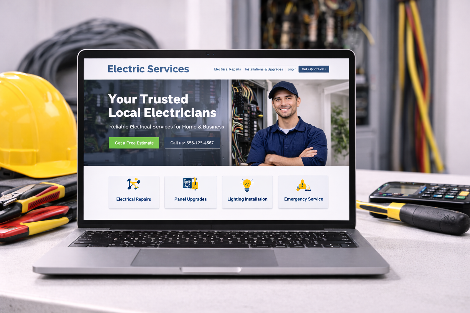 Electrician services on display