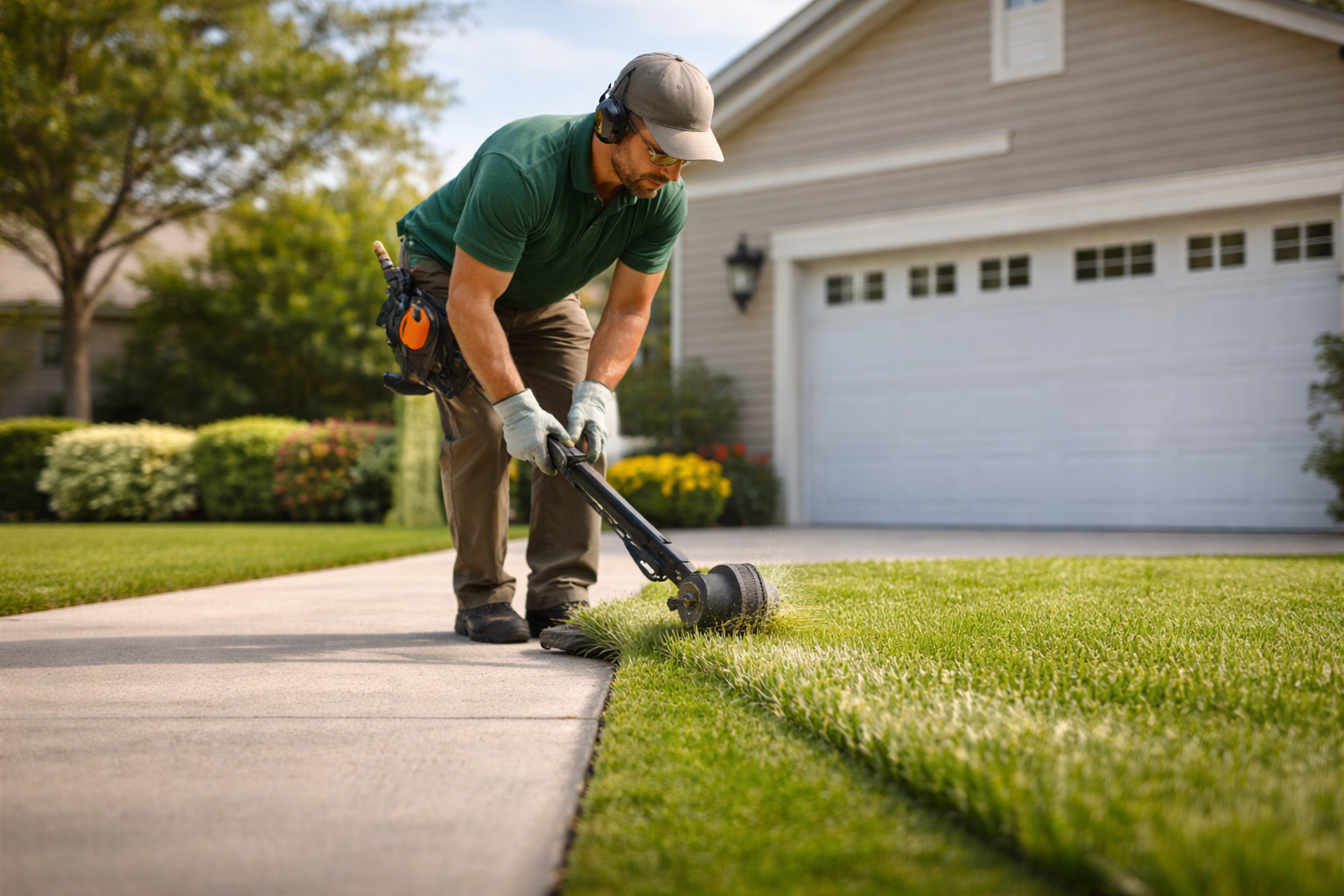 lawn care service providing grass cutting edging and yard maintenance for homeowners